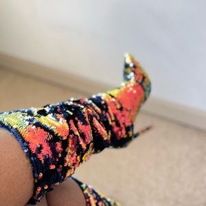 Multi color Sequin boots